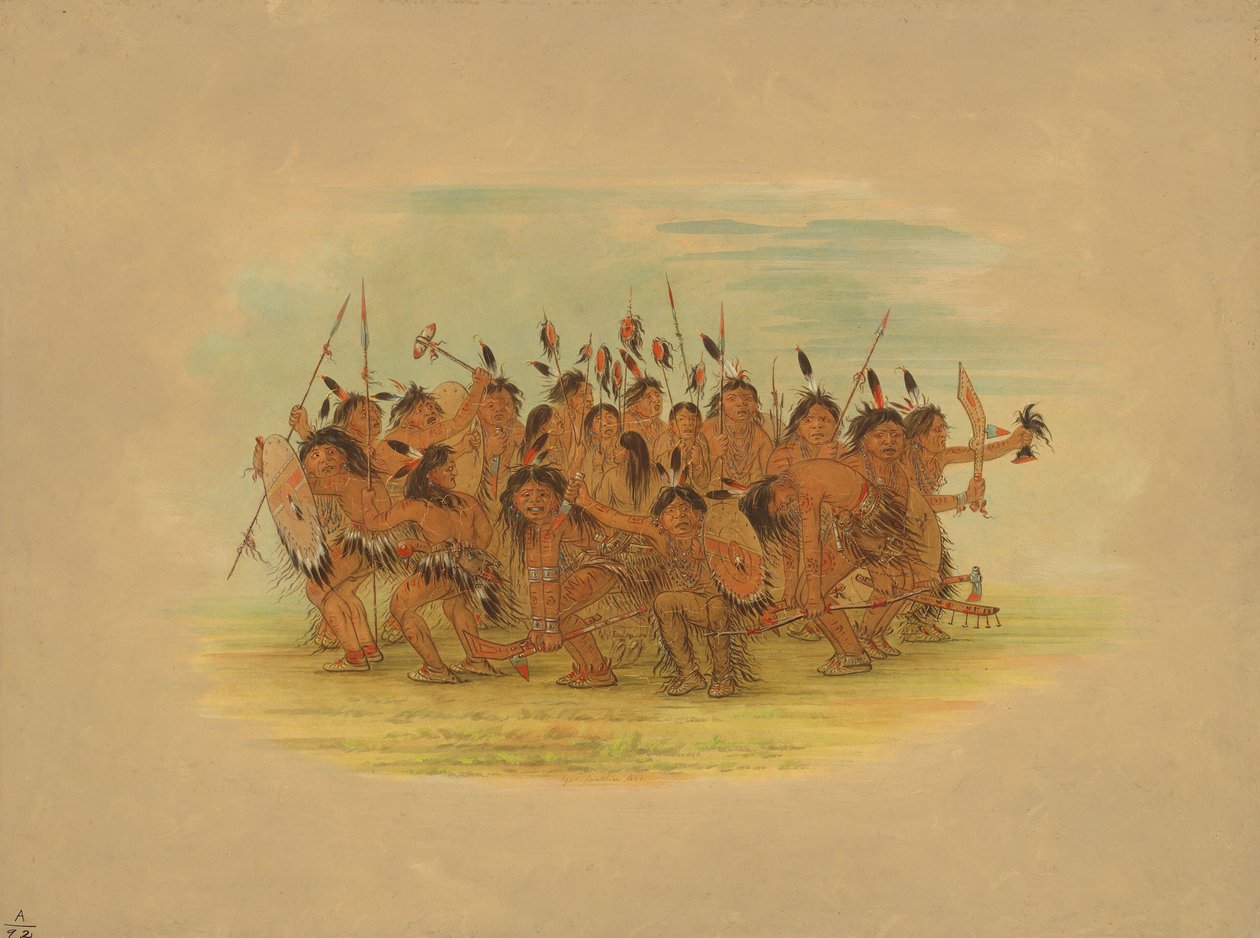 Hovedbundsdans - Sioux, 1861. af George Catlin