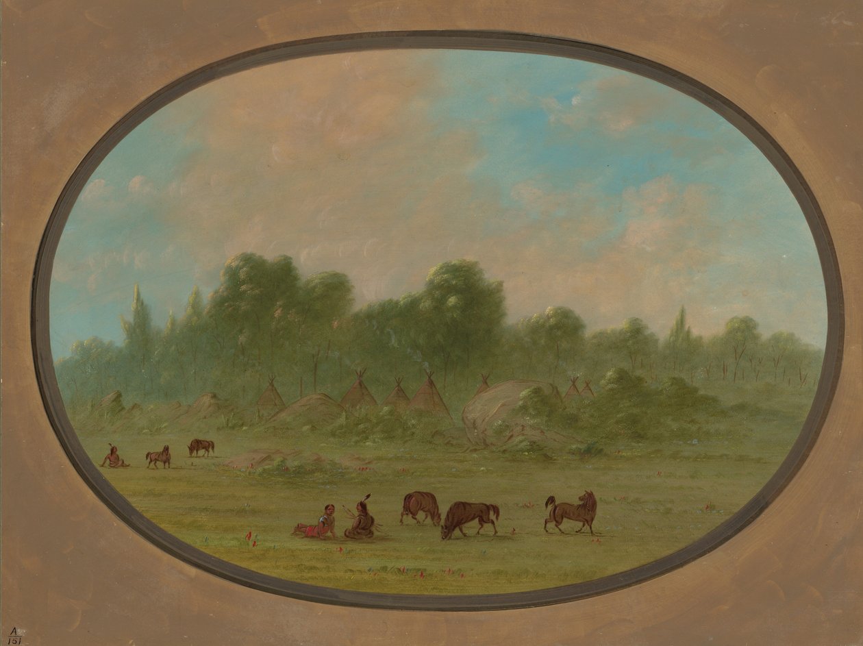Tawahquena Village, 18611869. af George Catlin