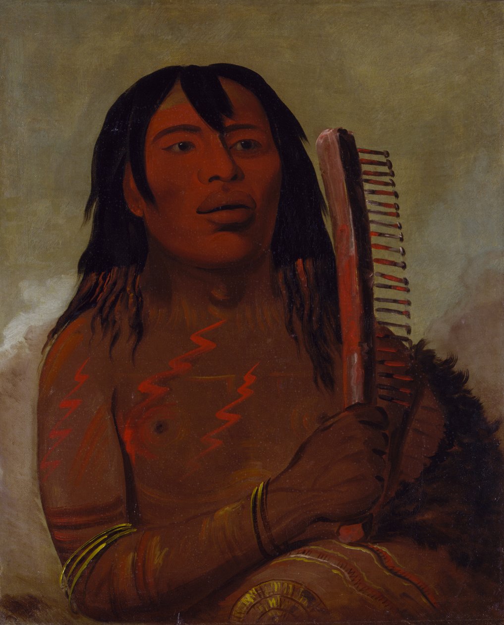 Tcha-dés-sa-ko-máh-pee, Bjørnens barn, 1832. af George Catlin