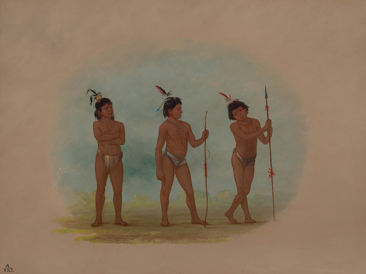 Tre Auca-børn, 18541869. af George Catlin