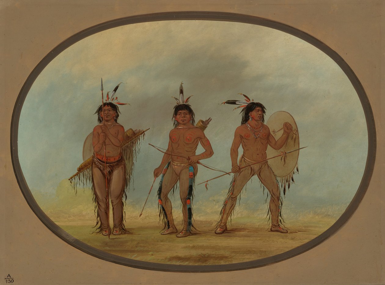 Three Cheyenne Warriors, 18611869. af George Catlin