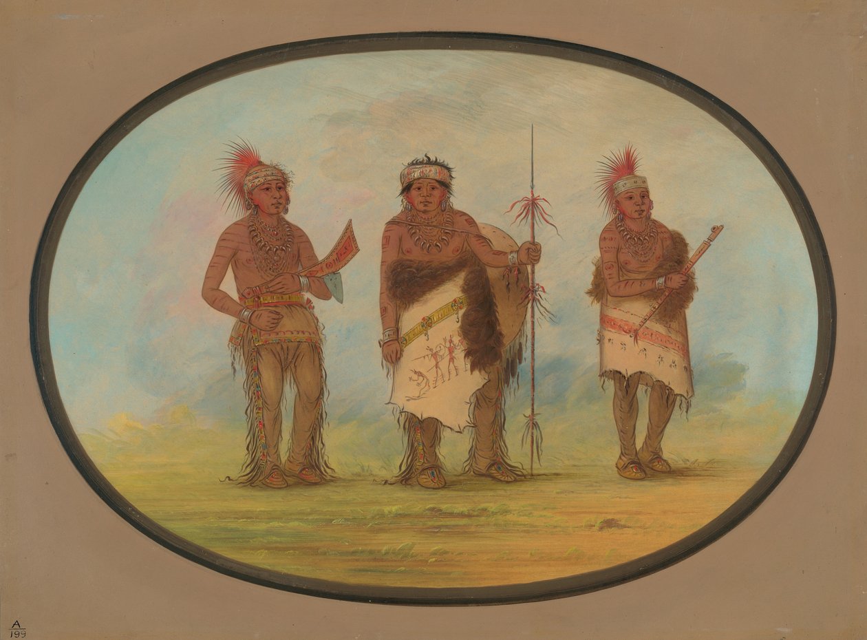 Tre Iowa-indianere, 18611869. af George Catlin