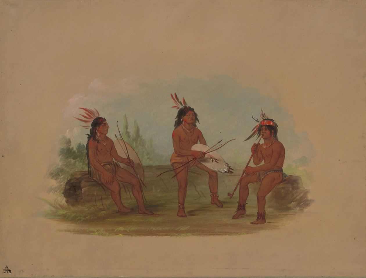 Tre unge Chinook-mænd, 18551869. af George Catlin