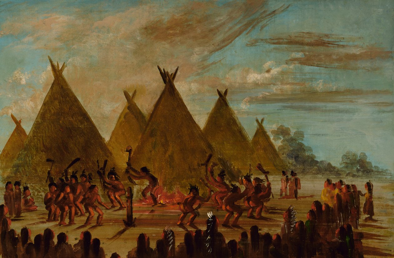 Krigsdans, Sioux, 1845-1848. af George Catlin