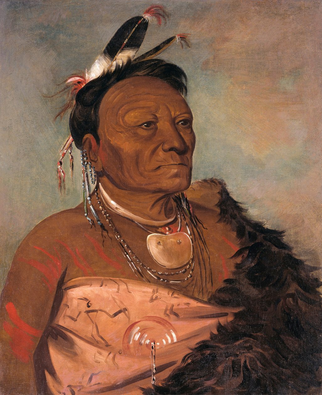 Wee-tá-ra-shá-ro, stammens øverste høvding af George Catlin