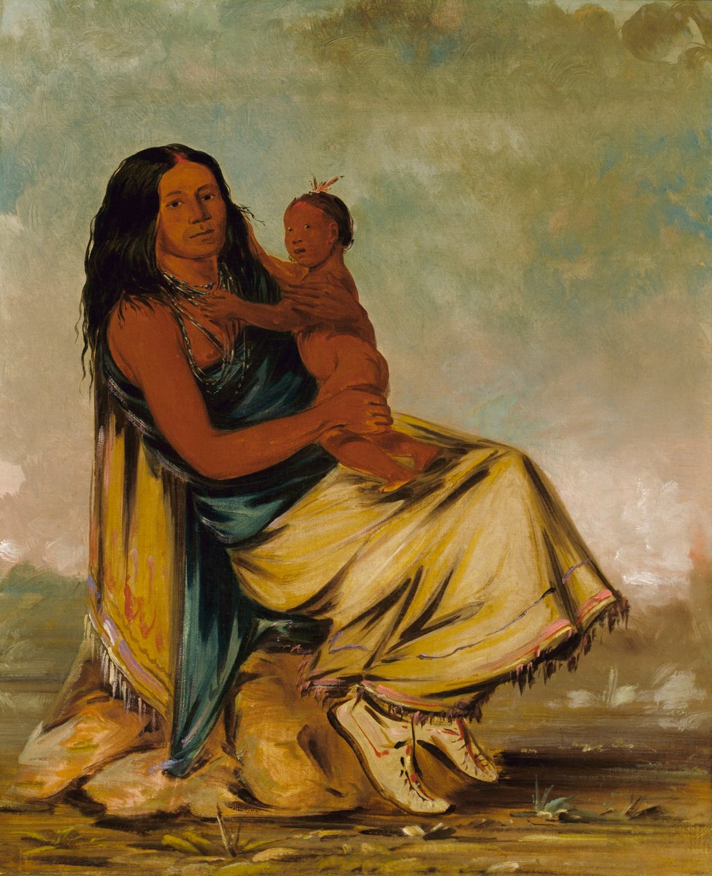 Wáh-chee-te, hustru til Cler-mónt, og barn af George Catlin