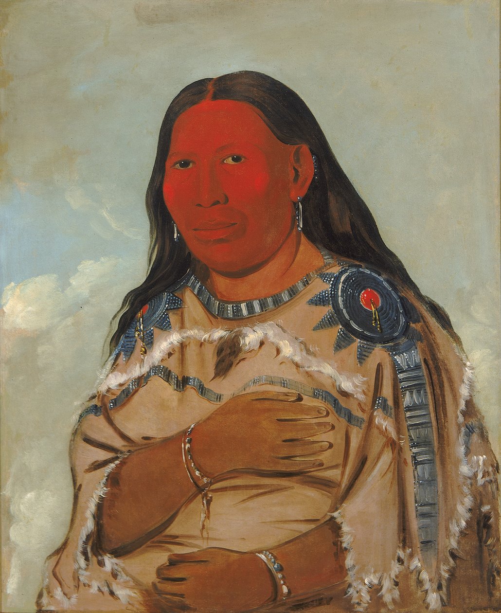 To kragers hustru, 1832. af George Catlin