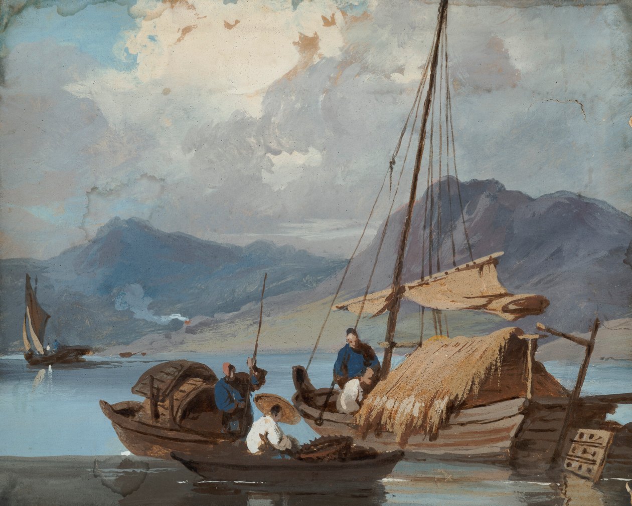 Tanka-båd ud for Macao af George Chinnery