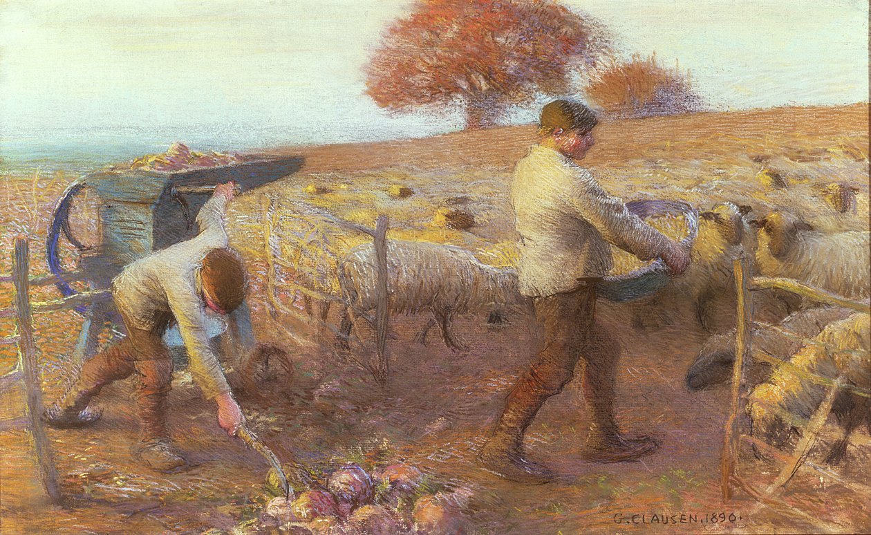 En fårefold om aftenen af George Clausen