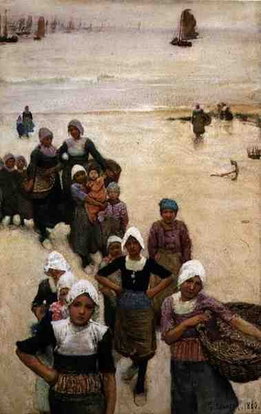 Fiskerpiger på stranden af George Clausen