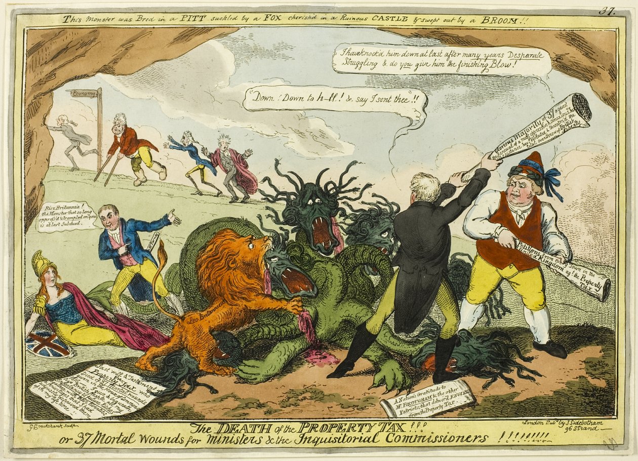 Ejendomsskattens død!!! af George Cruikshank