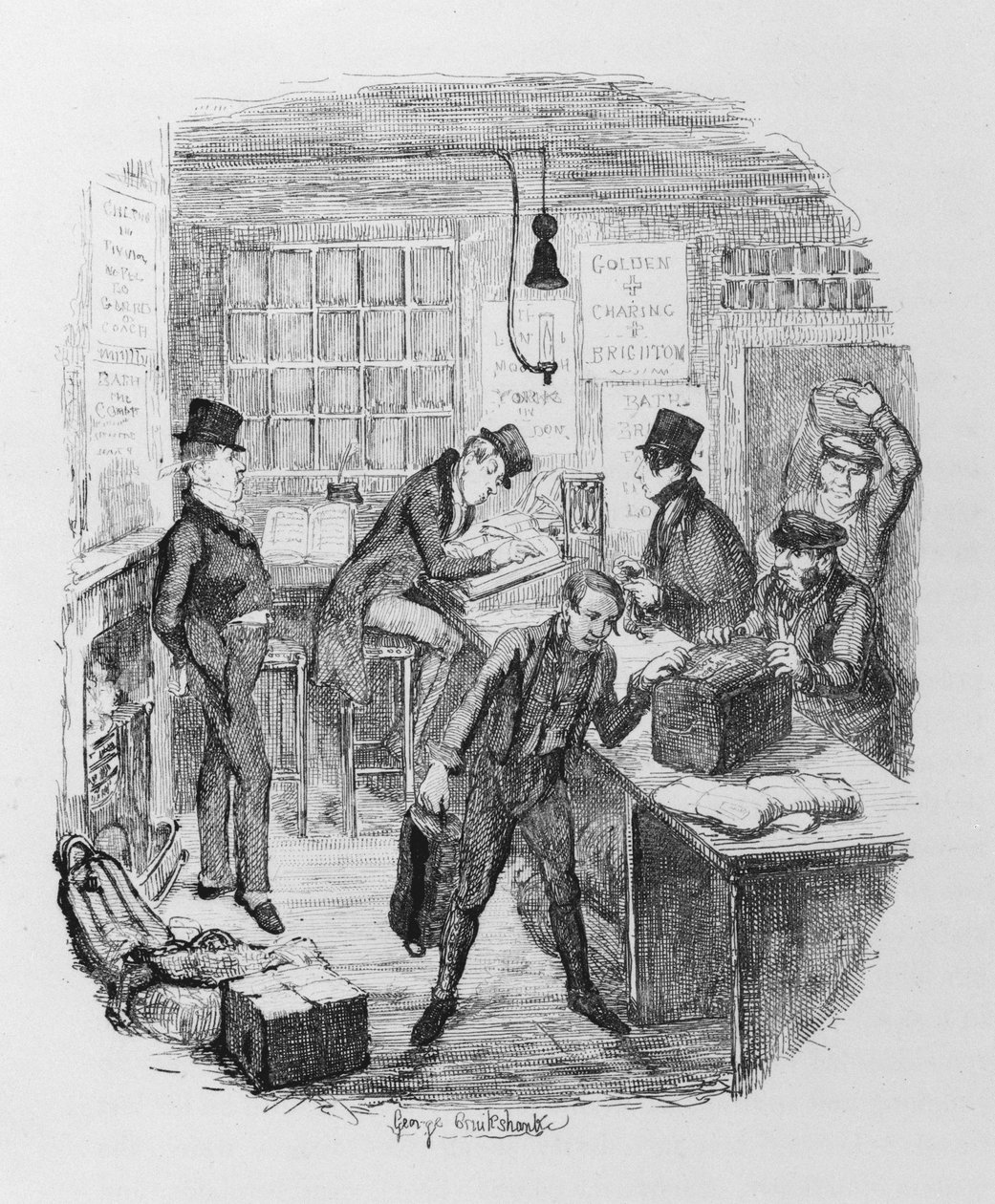 Tidlige trænere, ca. 1836 (gravering) af George Cruikshank
