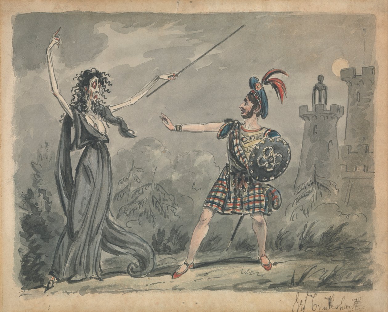 Macbeth og heksen af George Cruikshank