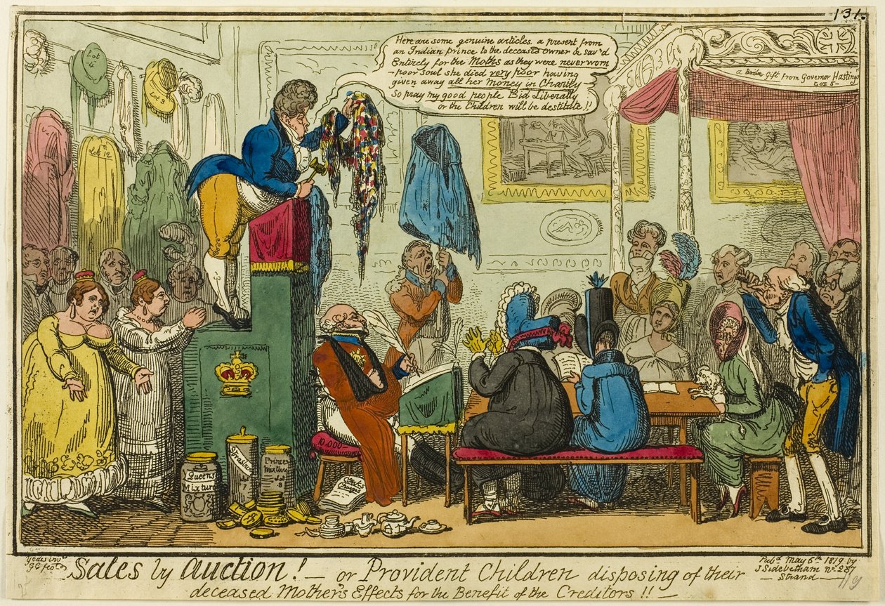Salg via auktion af George Cruikshank