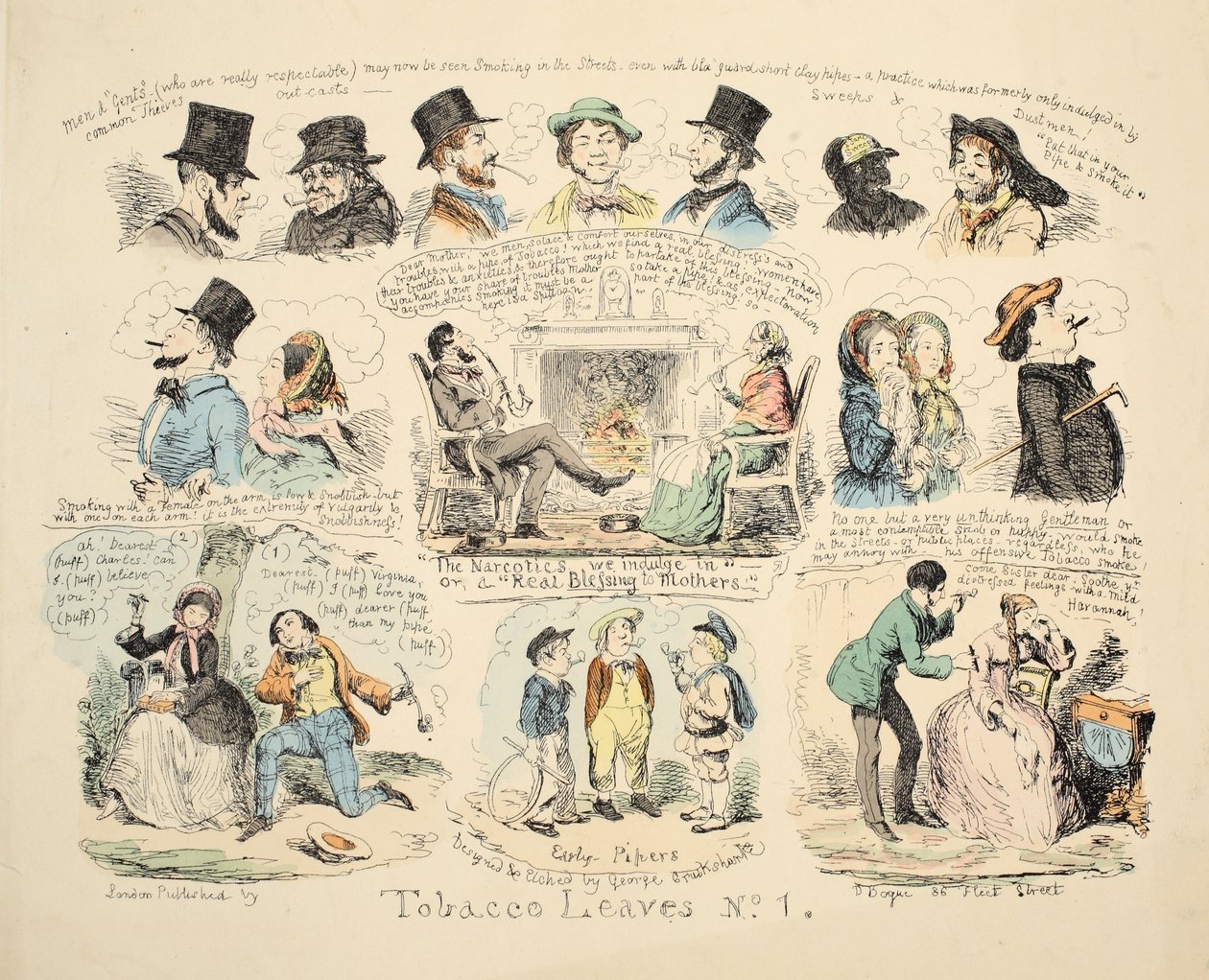 Tobaksblade nr. 1, udb. 1851. af George Cruikshank