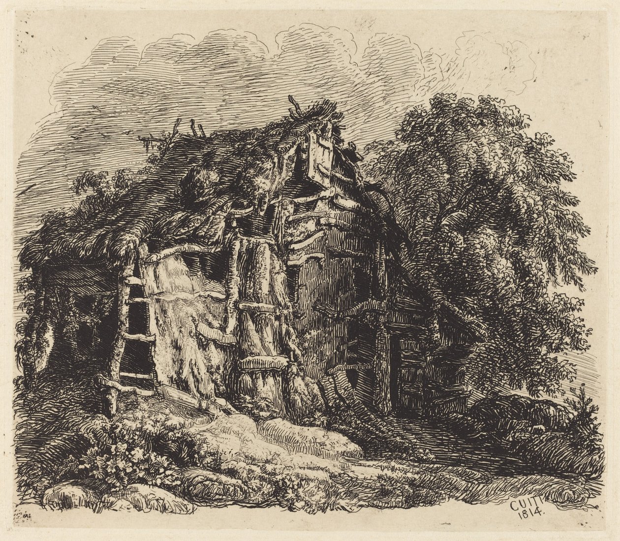 Welsh Hovel ved Machynllaeth af George Cuitt the Younger
