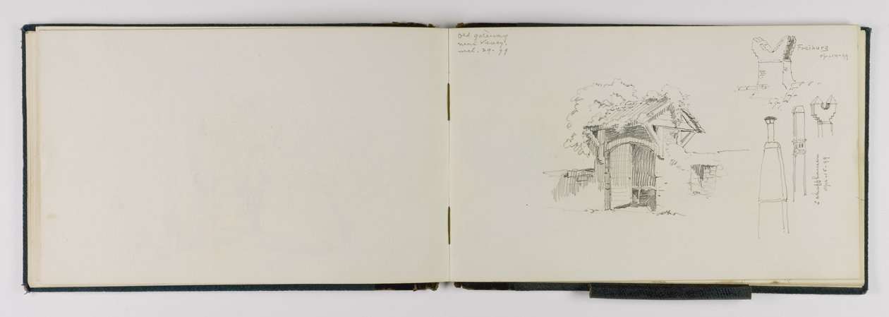 (Skitsebog) Gammel port nær Vevey/Frieburg/Schaffhausen af George Elbert Burr