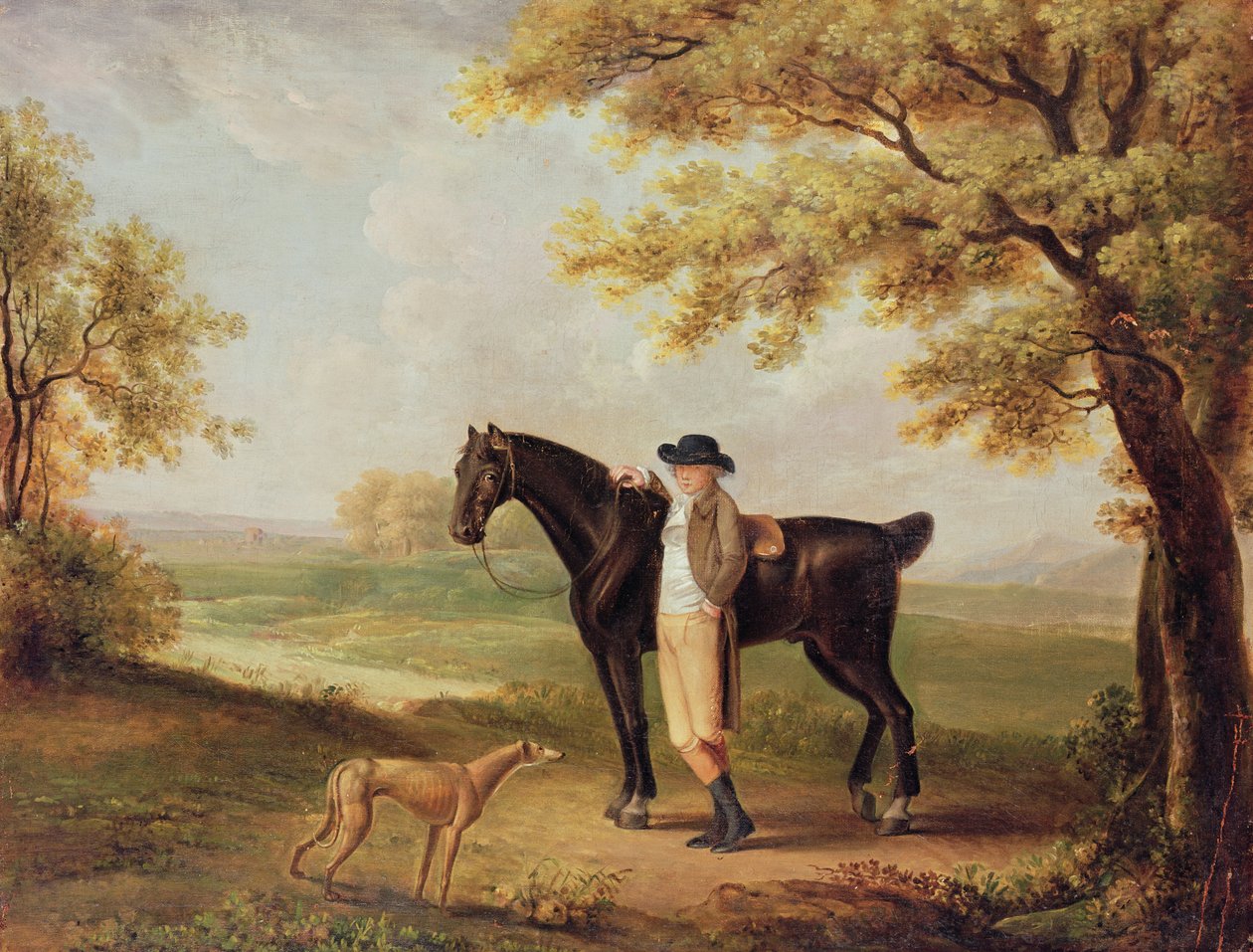 Hest, rytter og whippet af George Garrard