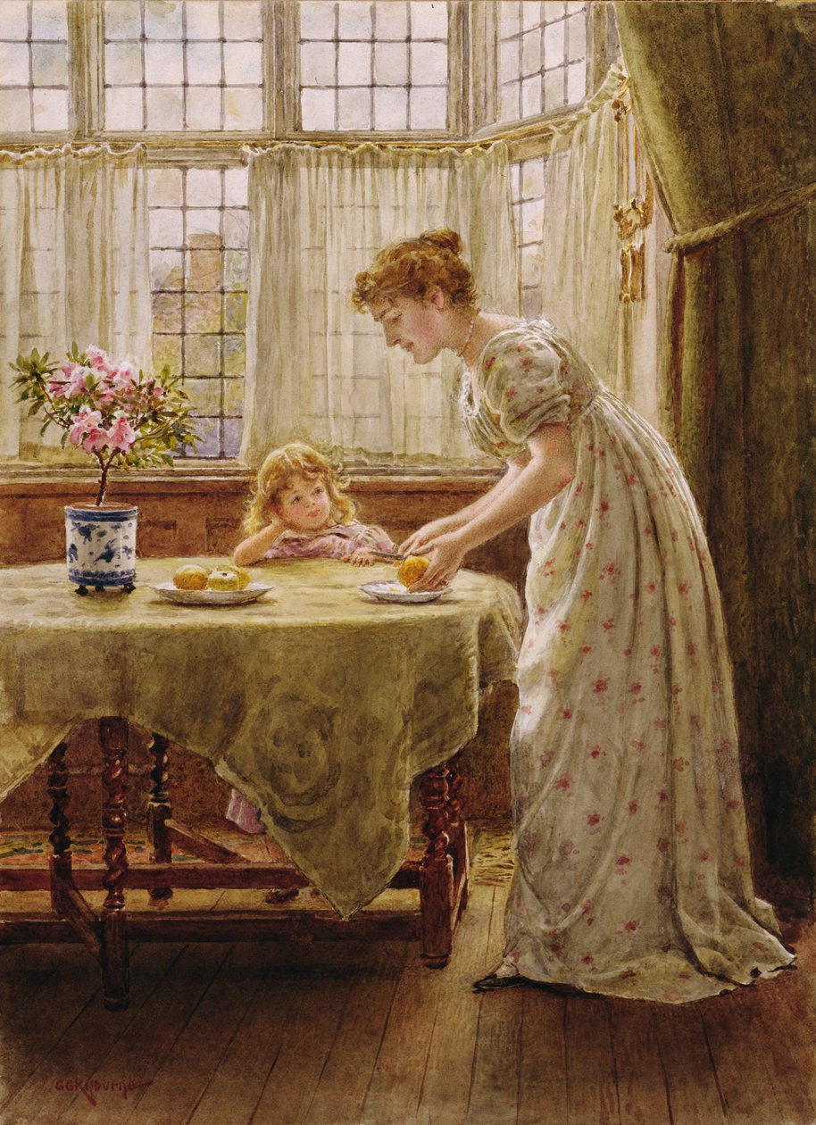 Eftermiddagsgodt (wc på papir) af George Goodwin Kilburne