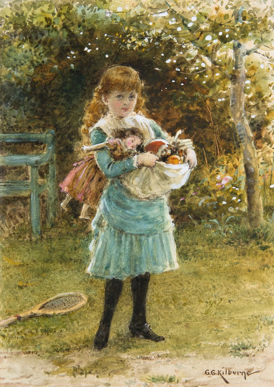 Går ud og leger (akvarel) af George Goodwin Kilburne