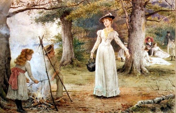 Optænding af ilden (wc) af George Goodwin Kilburne
