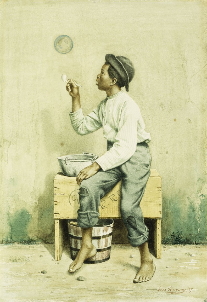 Sort dreng blæser bobler, 1887 af George Harvey