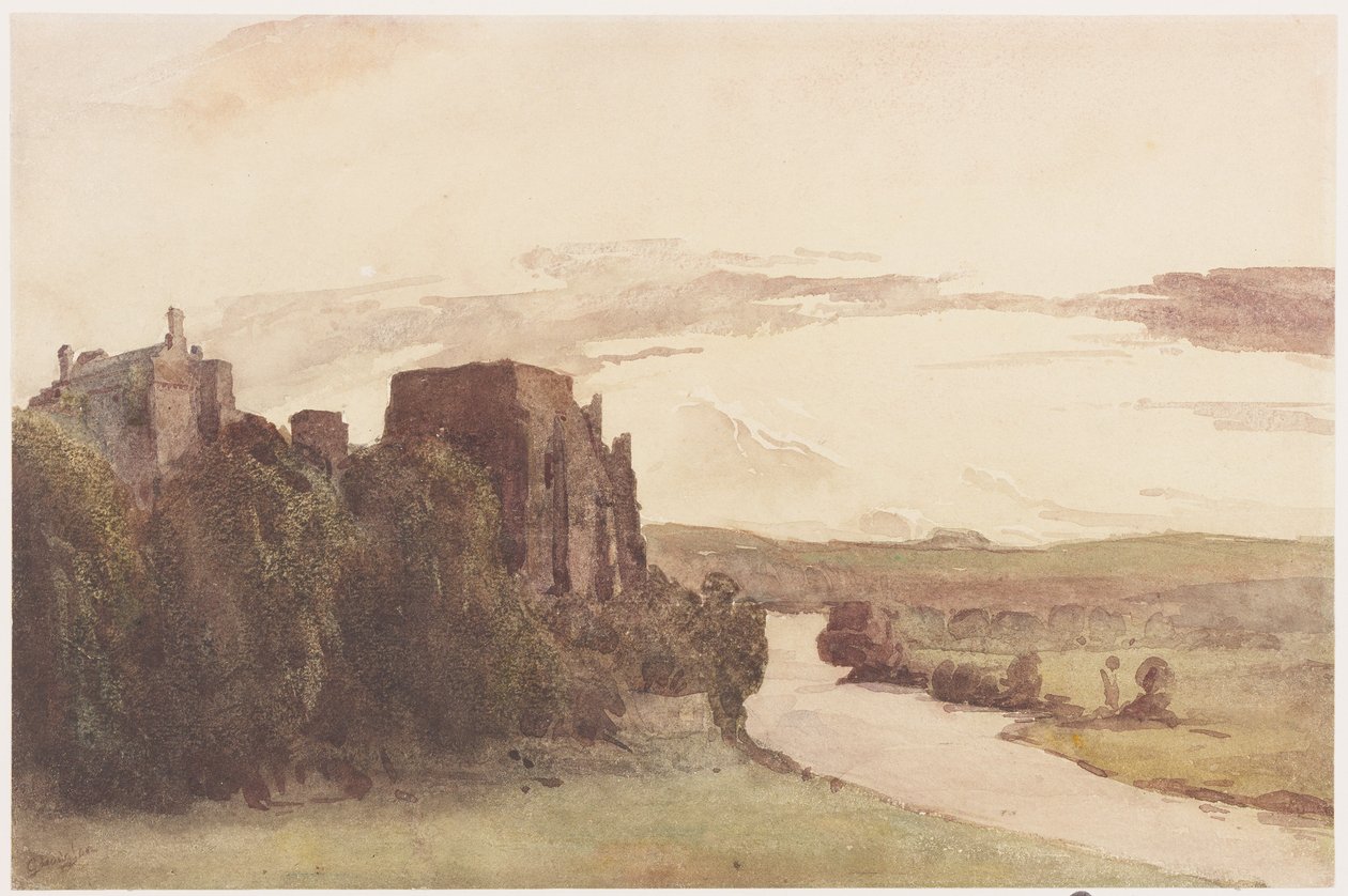 Cockermouth Castle (påklistret på tavle) af George Haydock Dodgson