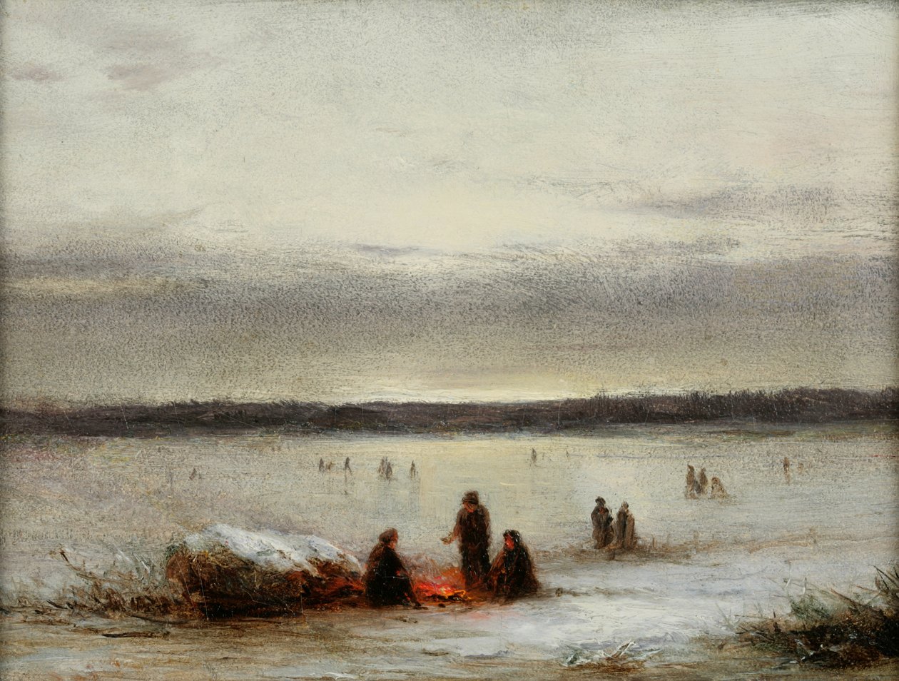 Vinterlandskab (olie på karton) af George Henry Boughton