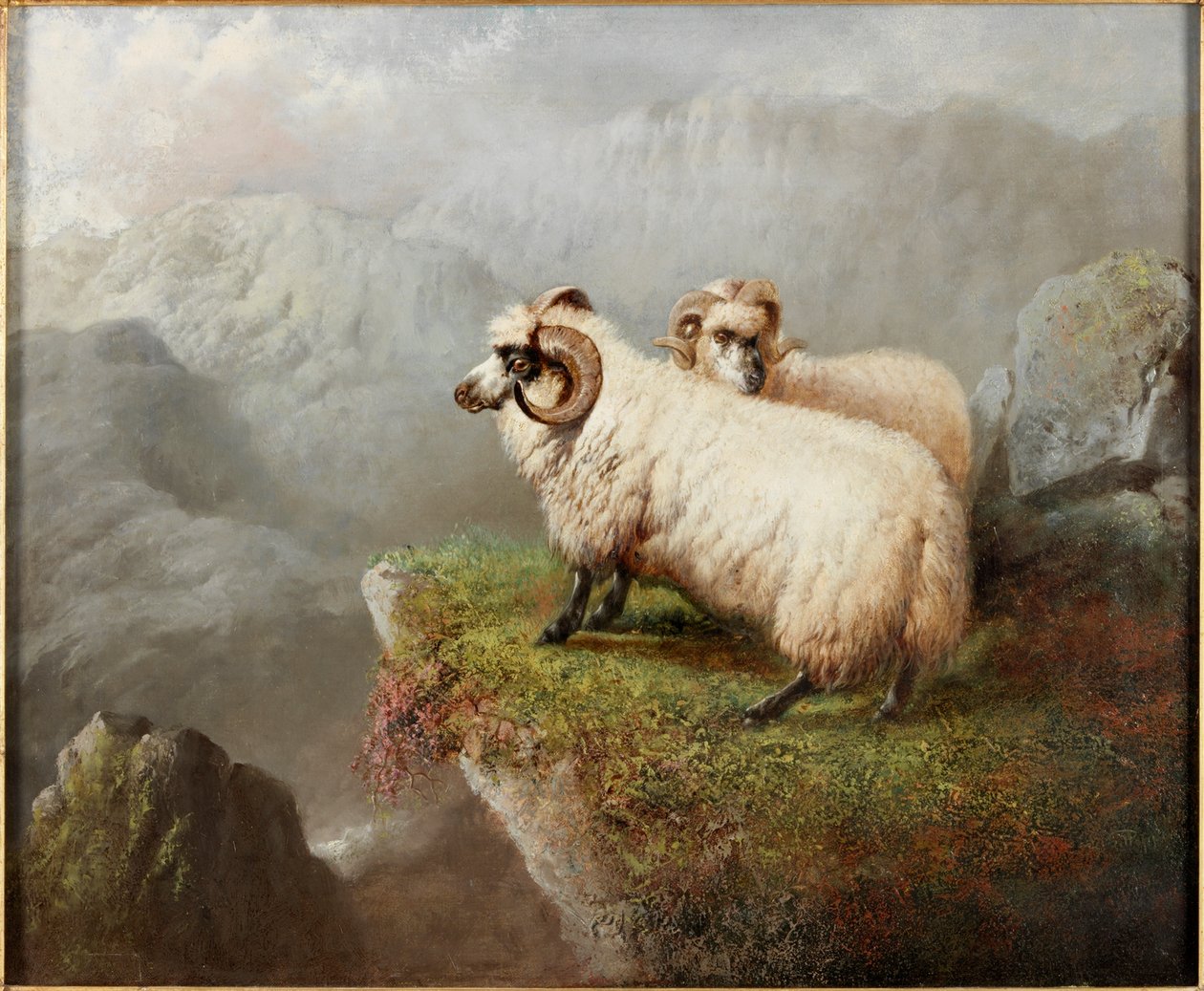 Får på en klippekant, ca. 1865-68 af George Hepper