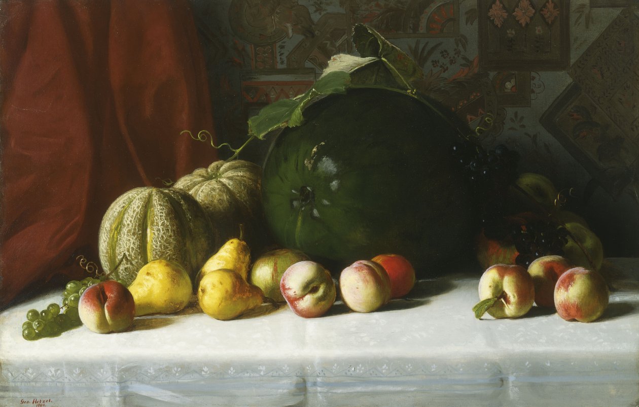 Bordstilleben af frugt, 1882 af George Hetzel