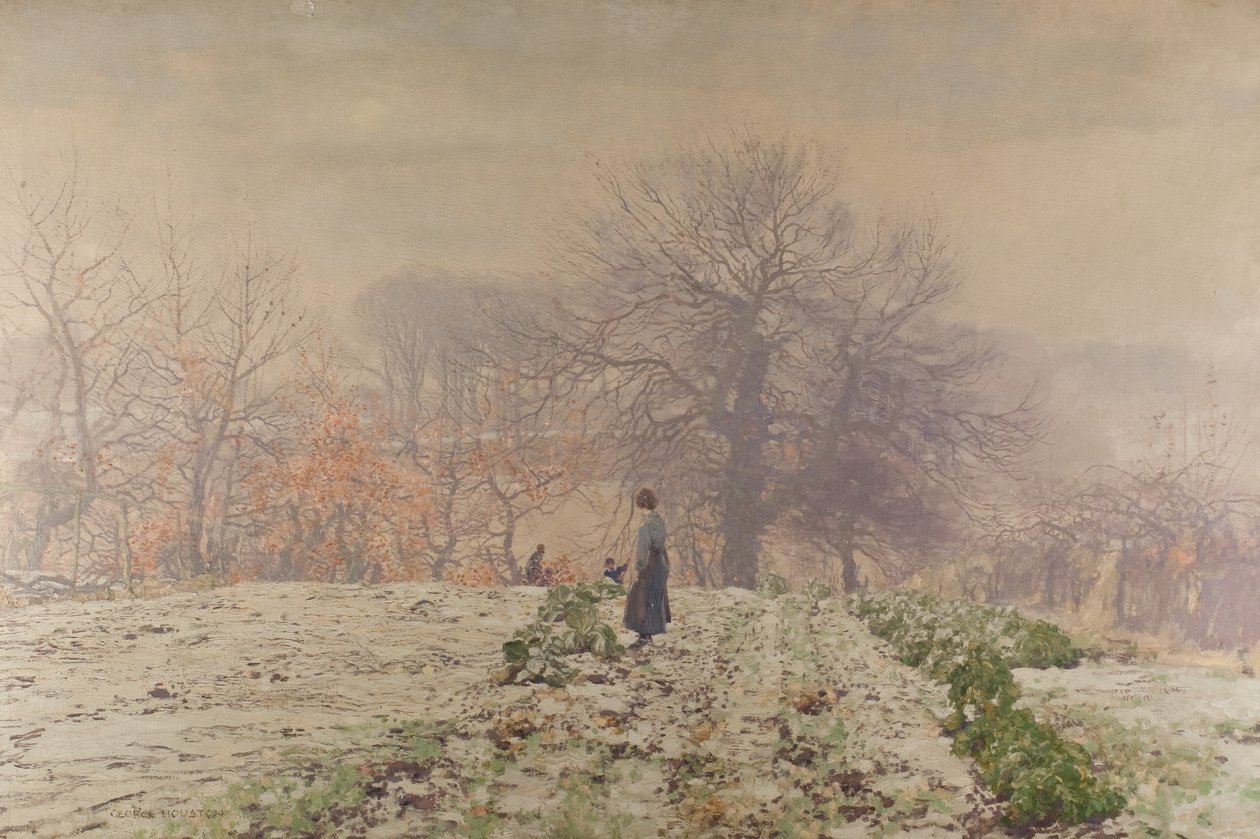 Vintermorgen (olie på lærred) af George Houston