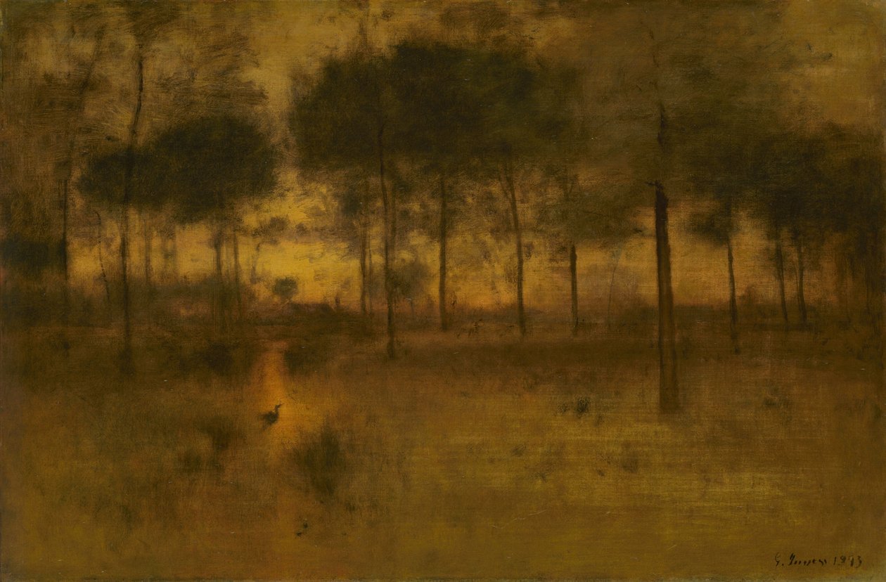 Hjemme hos hejren af George Inness