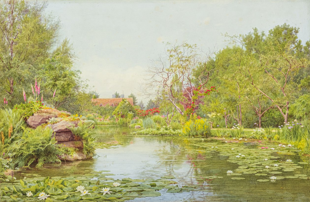 The Lily Pond (akvarel) af George Marks