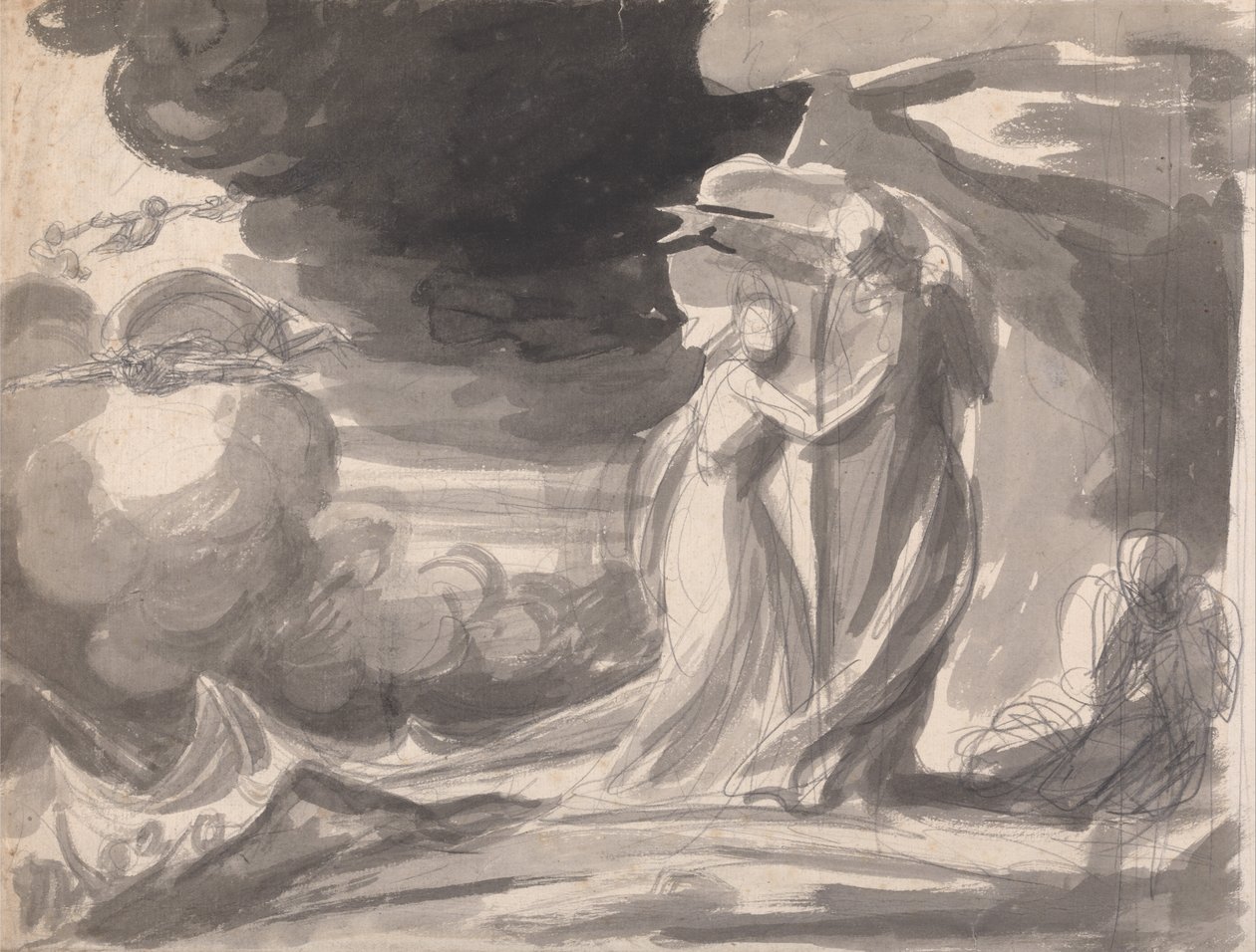 Miranda, Prospero og Caliban: Stormen af George Romney