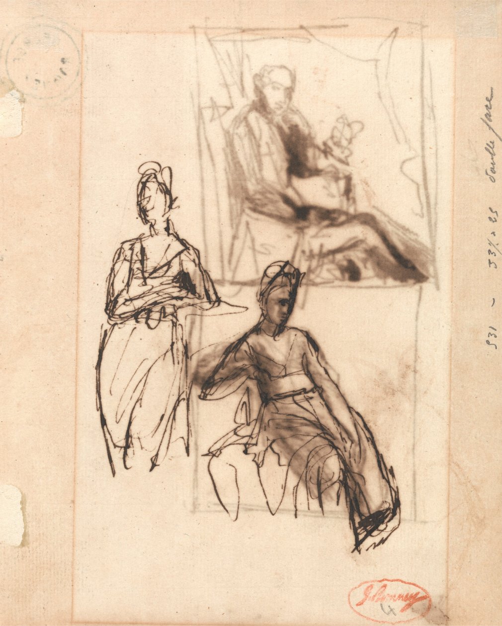Siddende mand og siddende kvinde af George Romney