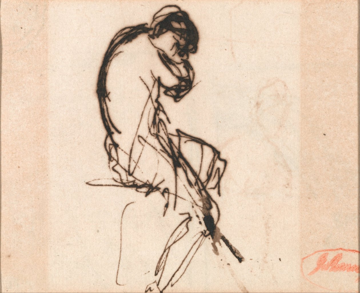 Siddende kvinde, let draperet af George Romney