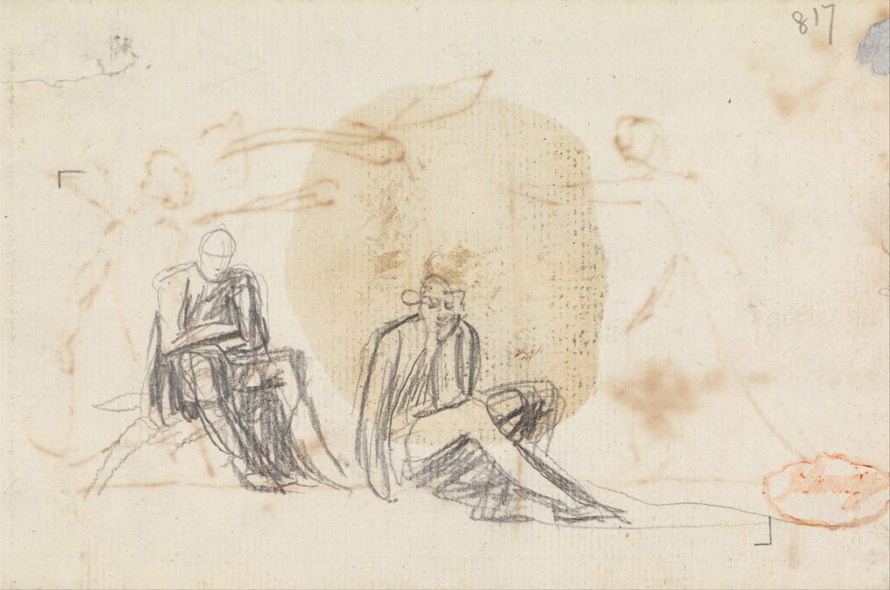 Studie af to siddende figurer af George Romney