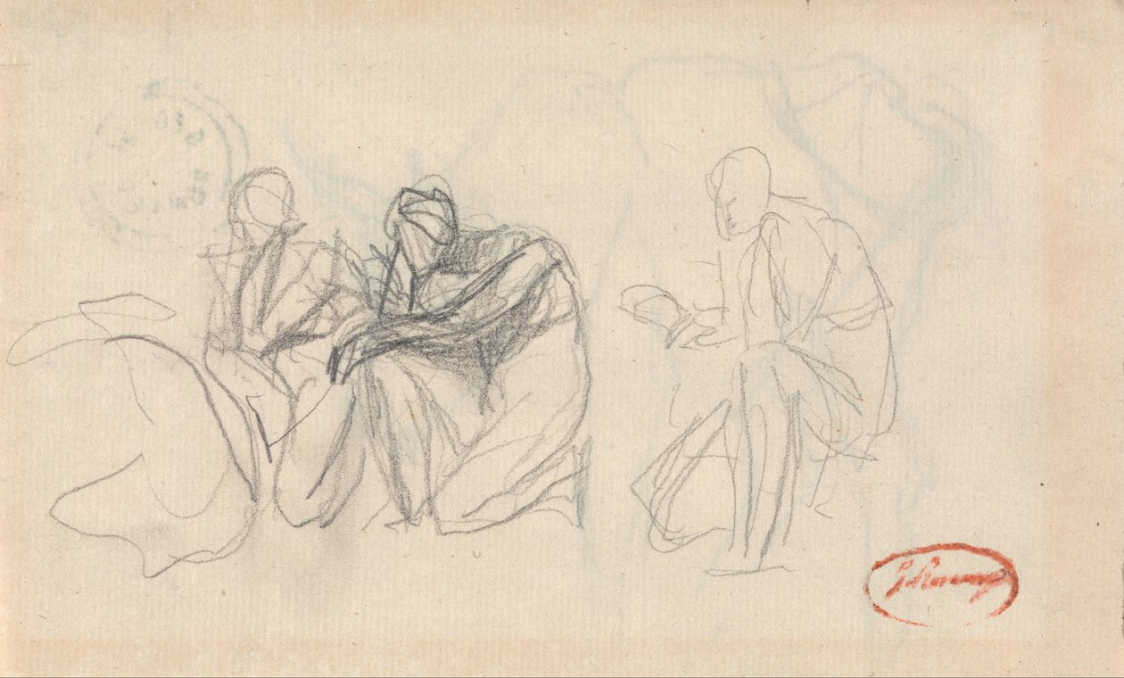 Tre knælende figurer af George Romney
