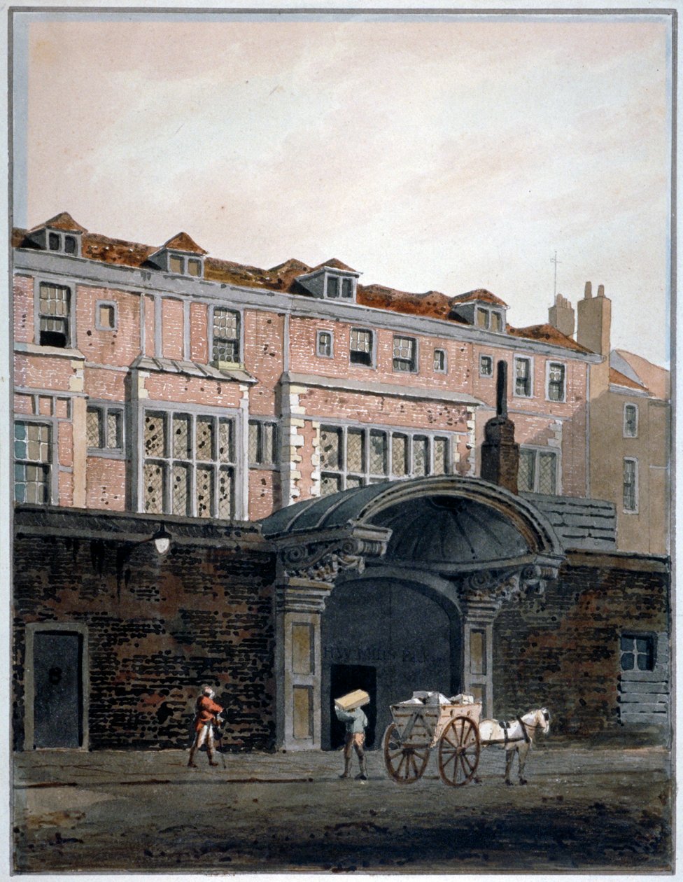Gateway of Winchester Place, London, 1820. af George Shepherd