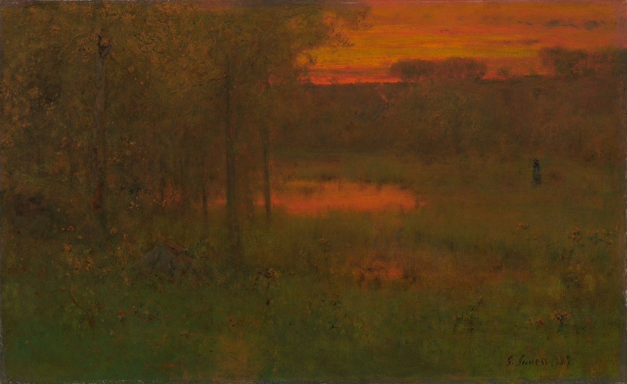 Landskab, solnedgang, 1887?89 af George Snr. Inness