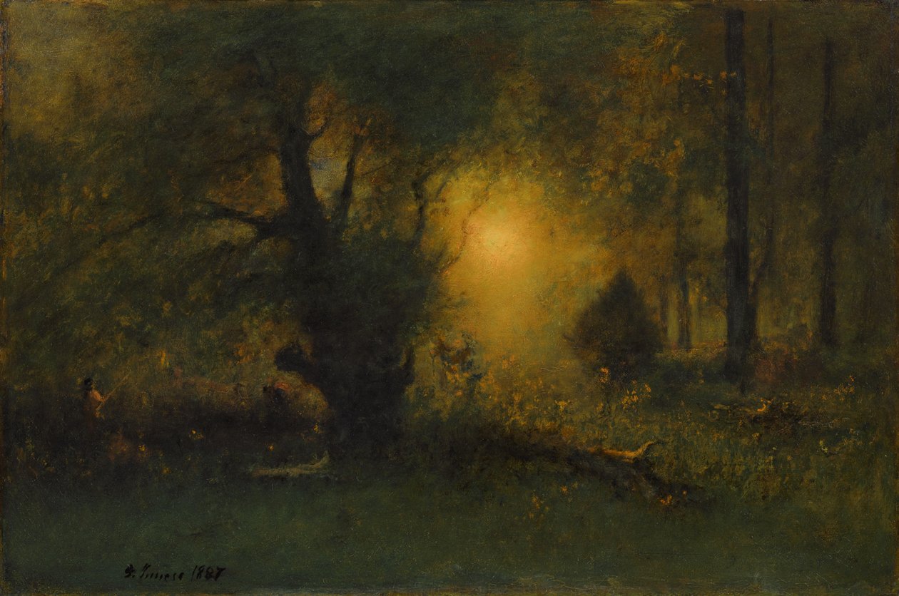 Solopgang i skoven, 1887 af George Snr. Inness