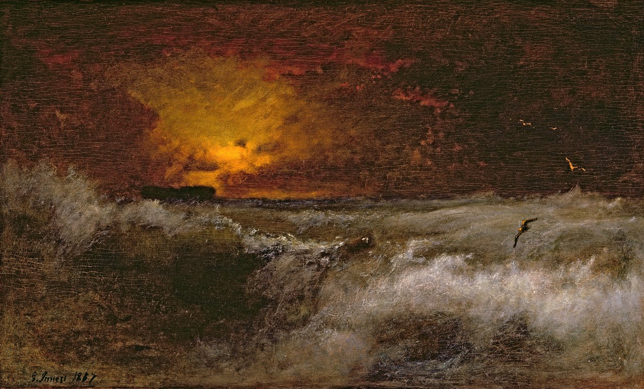 Solnedgang over havet, 1887 af George Snr. Inness
