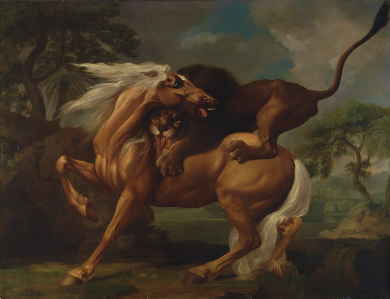 En løve angriber en hest af George Stubbs