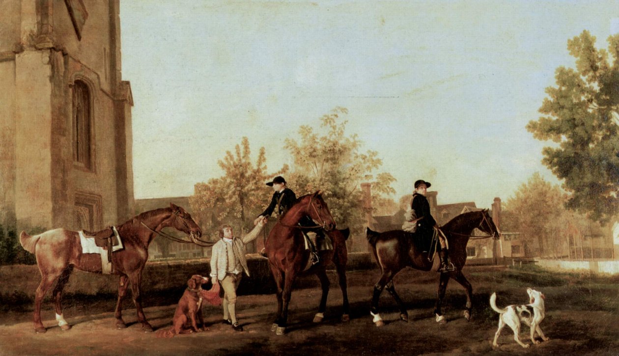 Jægerne forlader Southill af George Stubbs