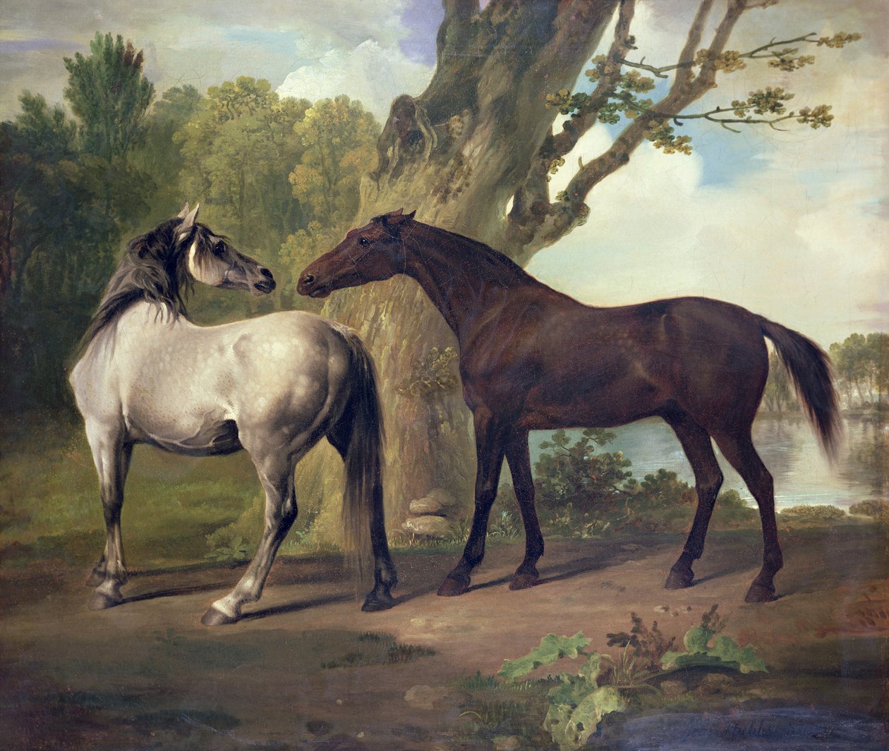 To heste i et landskab af George Stubbs