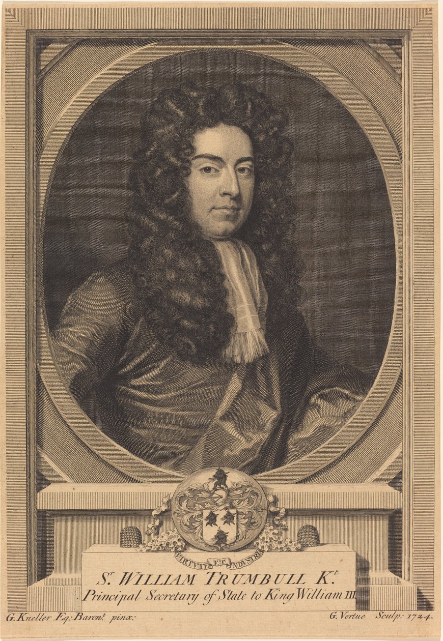 William Trumbull af George Vertue after Sir Godfrey Kneller