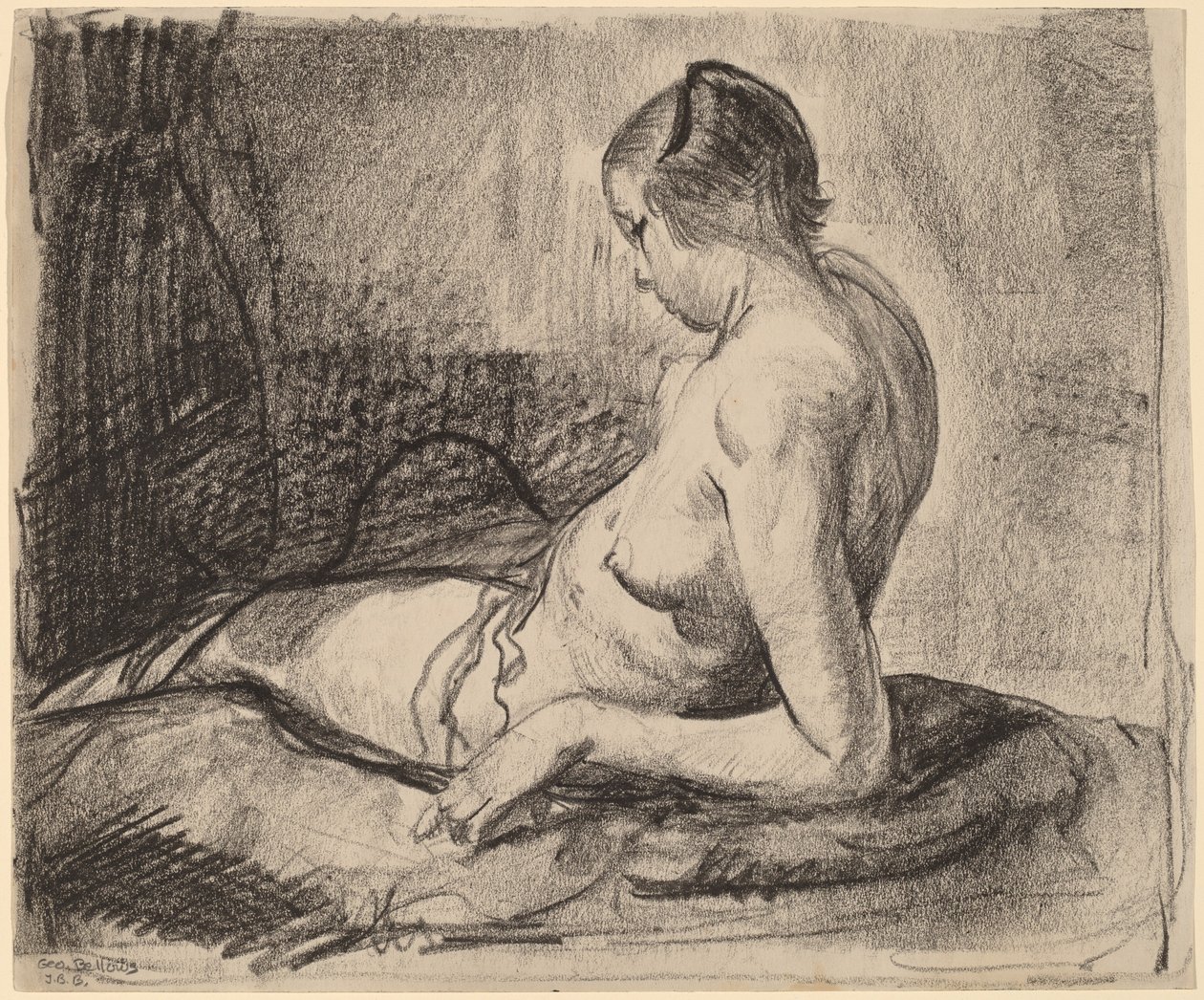 Nøgen pige tilbagelænet, 1919. af George Wesley Bellows