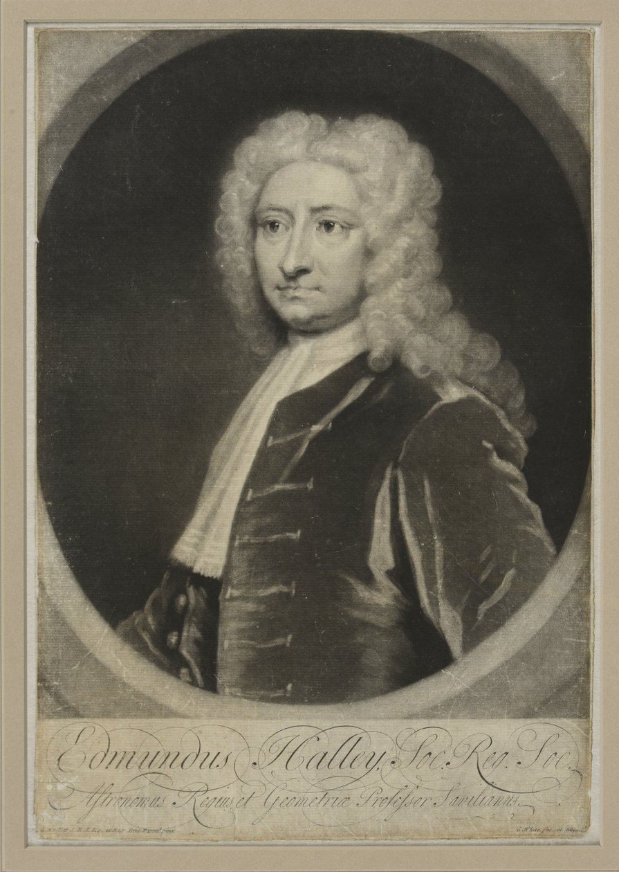 Edmund Halley, ca. 1705 (mezzotint) af George White
