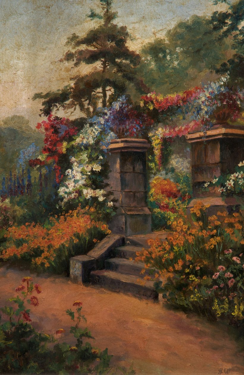 Summer Garden, udateret (olie på lærred) af George Wimpenny