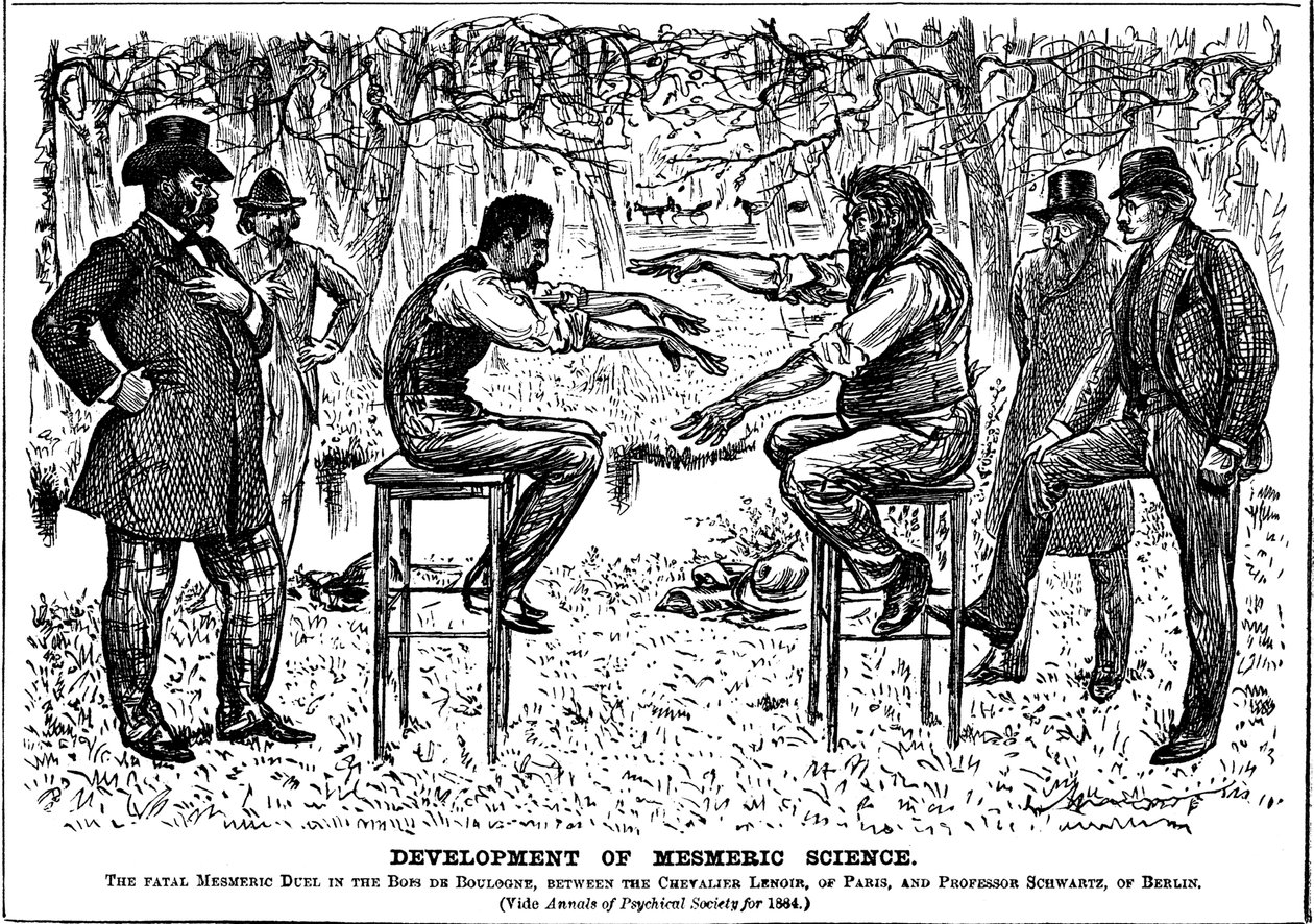 Udvikling af mesmerisk videnskab, 1883 af George du Maurier